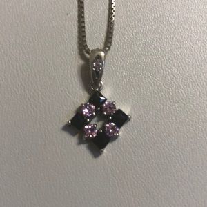 Sterling silver onyx and tourmaline pendant